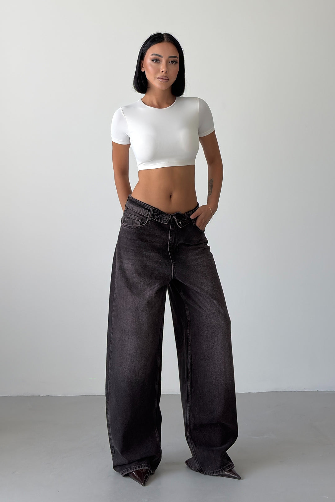 Routines Folded Waist Jeans - Vintage Brown 4545