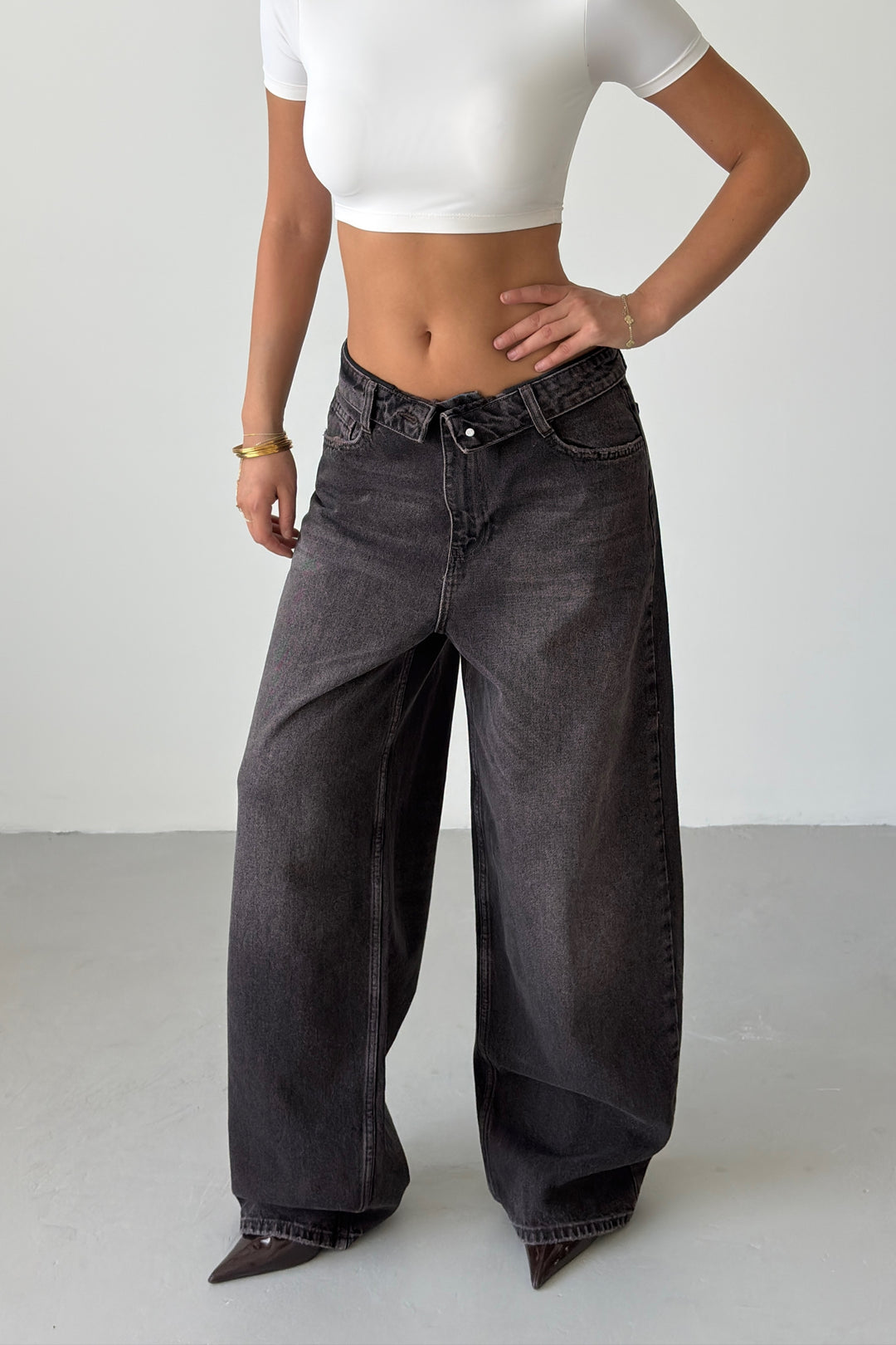 Routines Folded Waist Jeans - Vintage Brown 4545