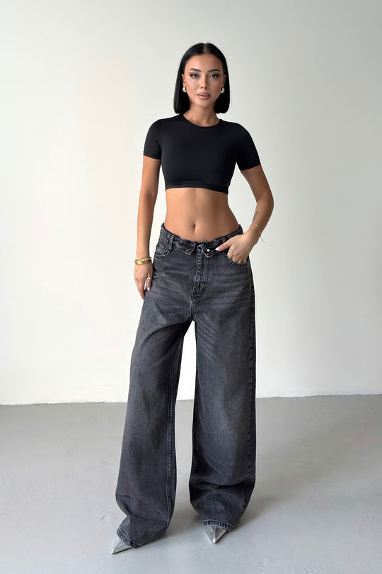 Routines Folded Waist Jeans - Washed Black 4545