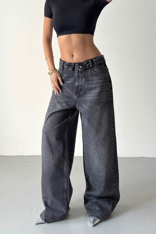 Routines Folded Waist Jeans - Washed Black 4545