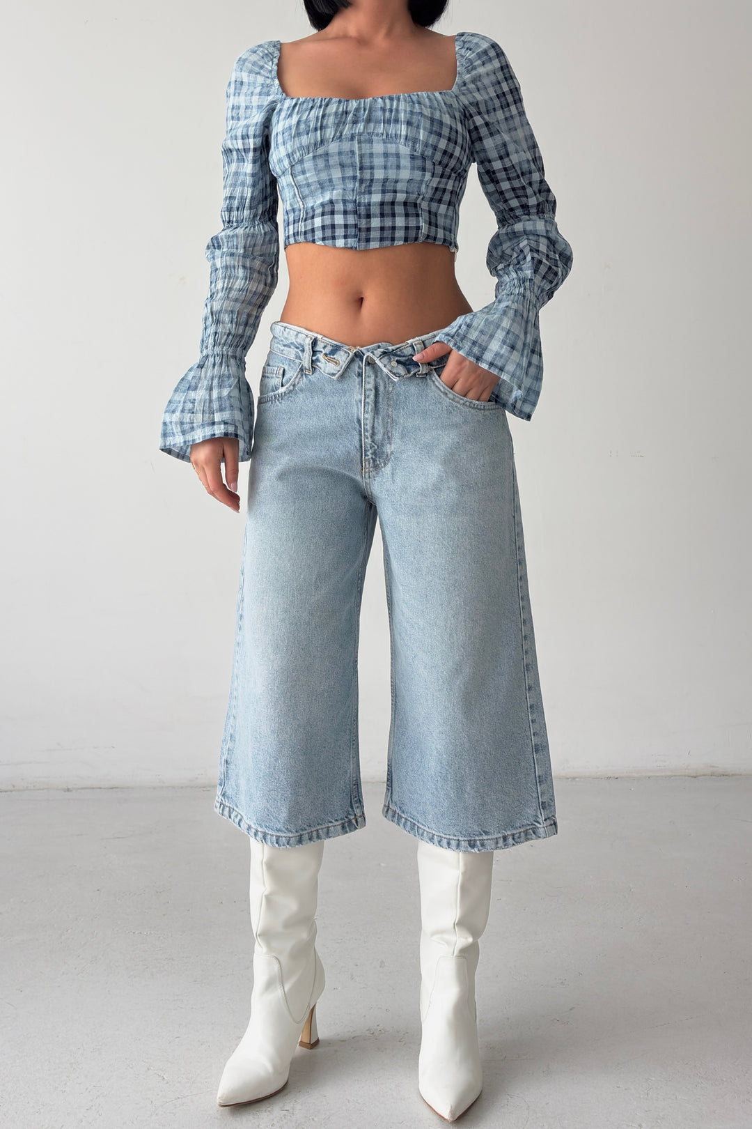 Routines Folded Waist Jorts - Light Blue 4556