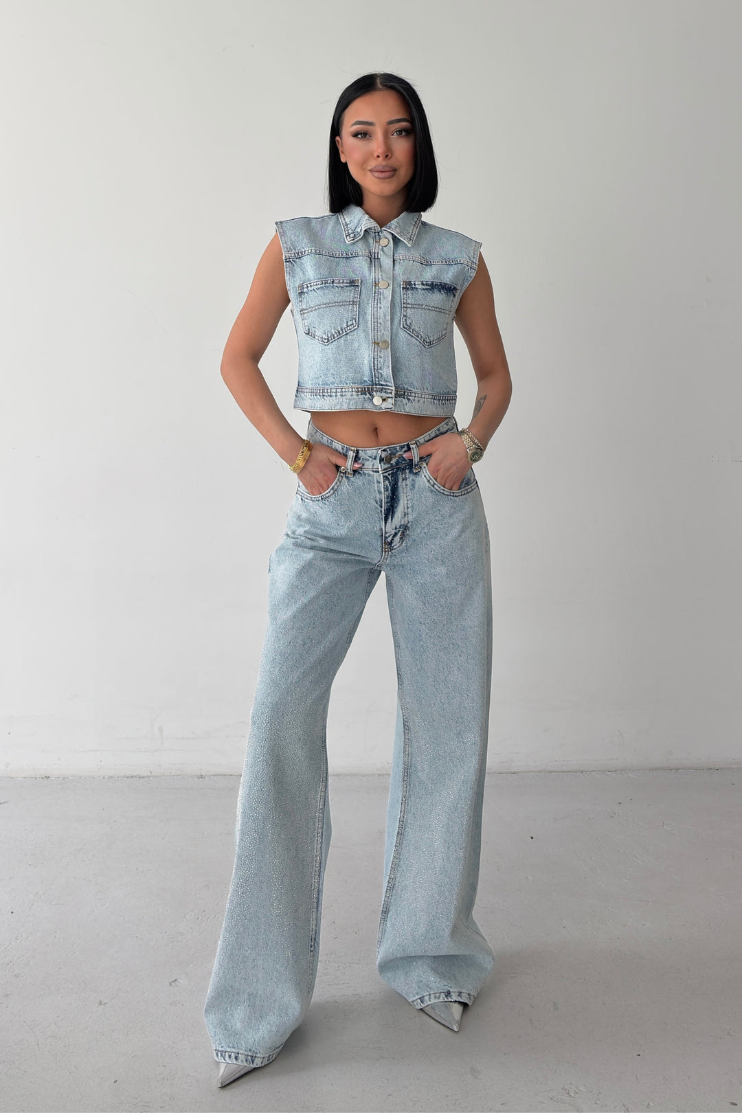 Routines Glitter Two Piece Denim Set 6067
