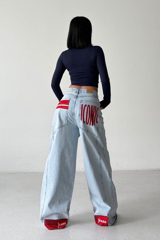 Routines ICONIC Detail Baggy Jeans - Light Blue 4670