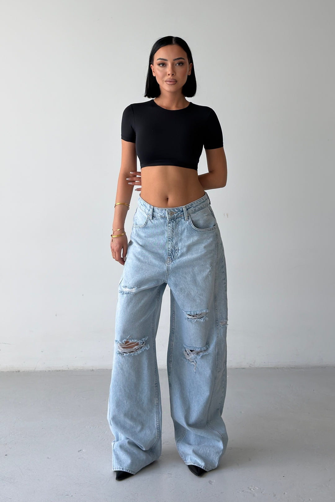 Routines ICONIC Ripped Baggy Jeans - Light Blue 4670