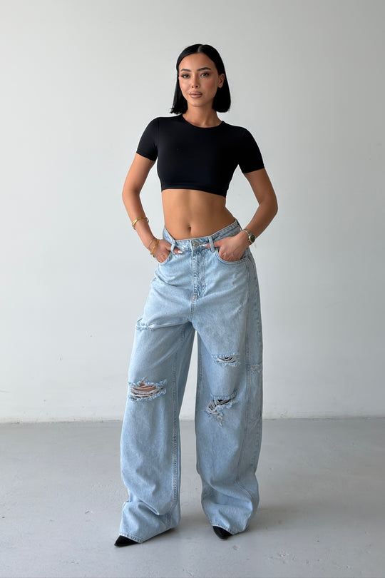 Routines ICONIC Ripped Baggy Jeans - Light Blue 4670