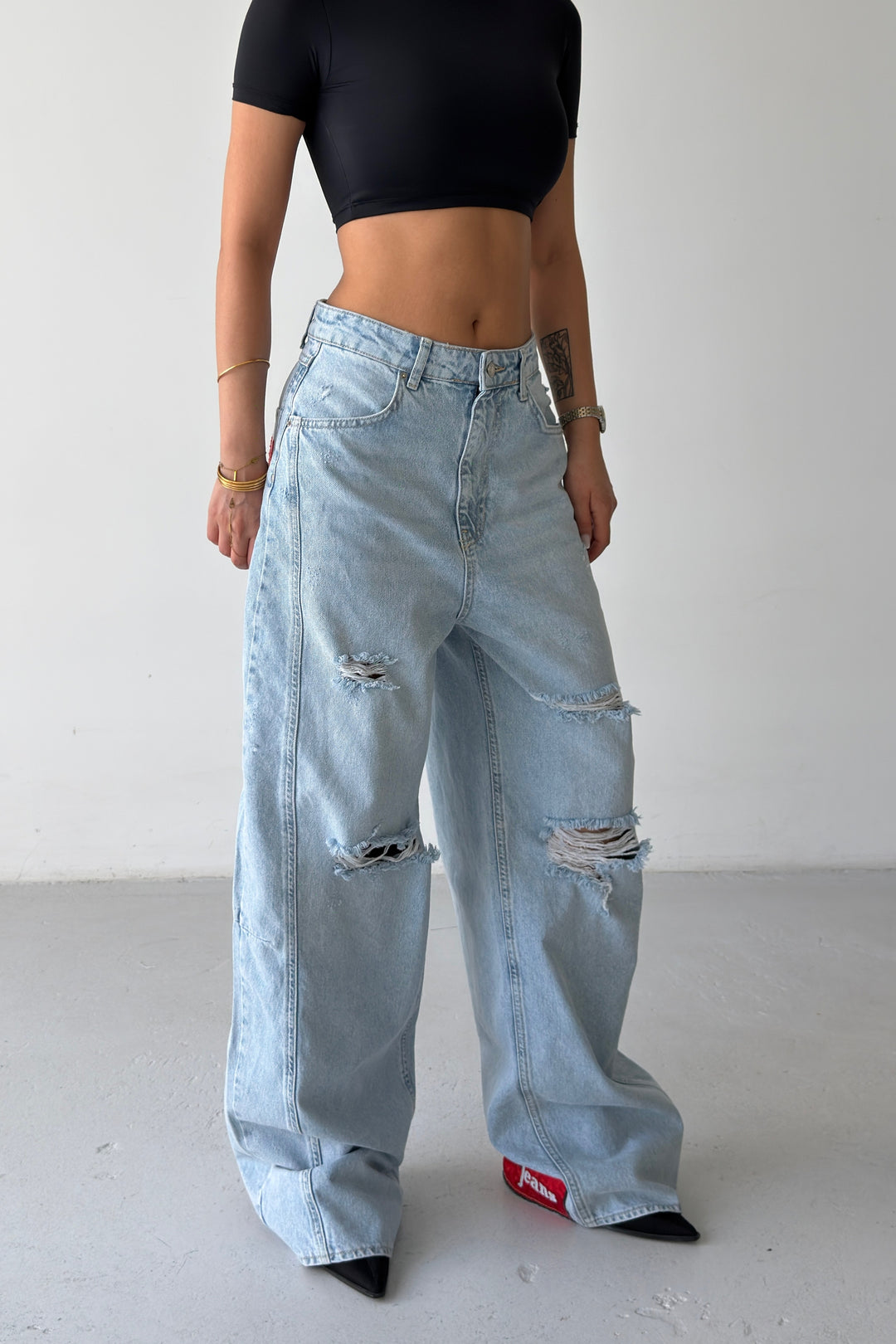 Routines ICONIC Ripped Baggy Jeans - Light Blue 4670