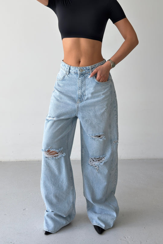 Routines ICONIC Ripped Baggy Jeans - Light Blue 4670