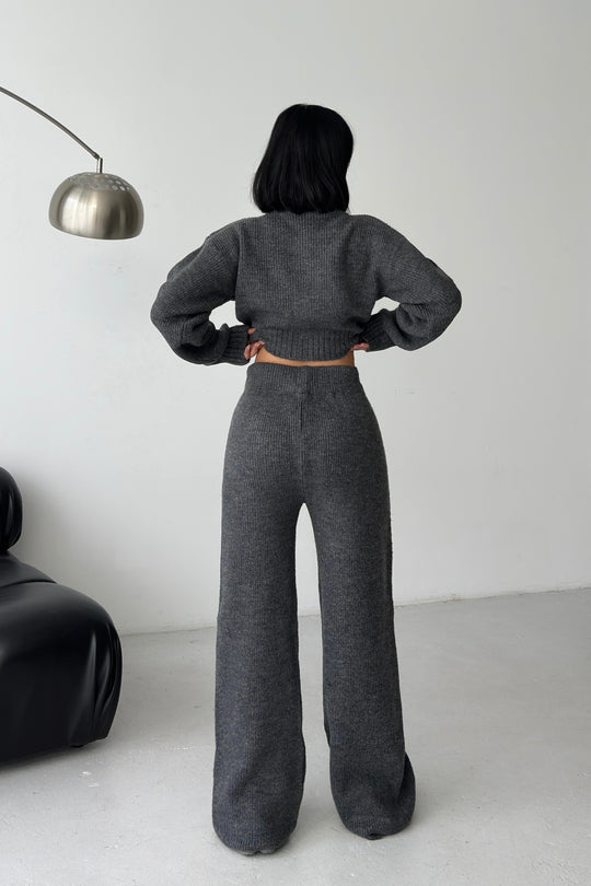 Routines Knitted Zipper Co-ord Set - Grey 3979 Set Routines Fashion