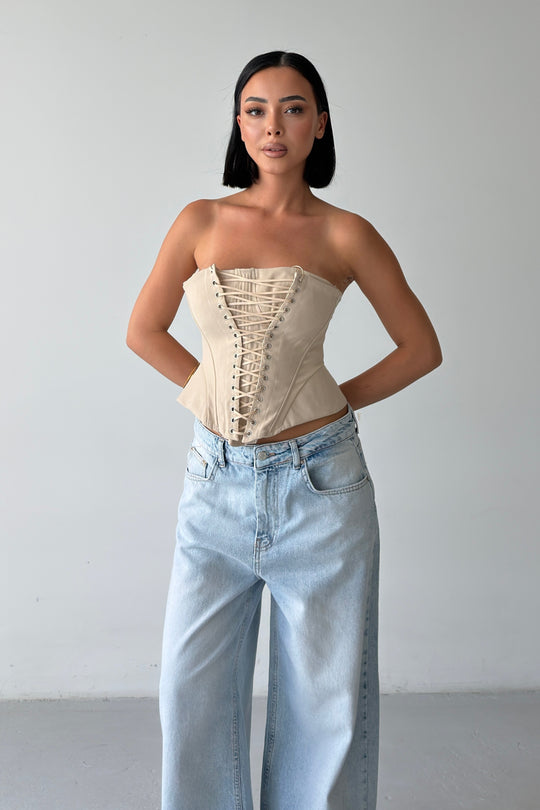 Routines Lace-up Corset Top - Beige 2818