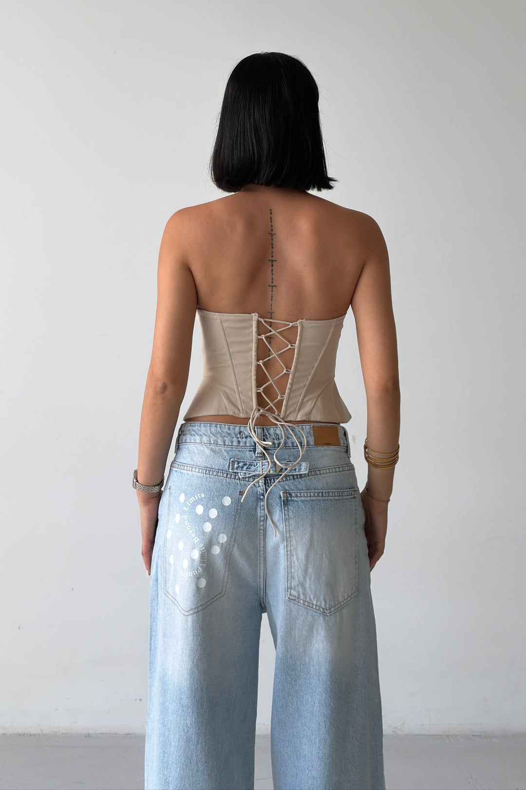 Routines Lace-up Corset Top - Beige 2818