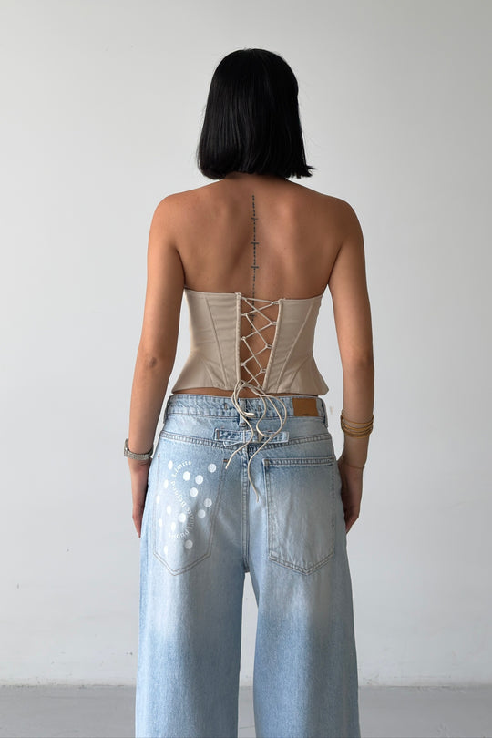 Routines Lace-up Corset Top - Beige 2818
