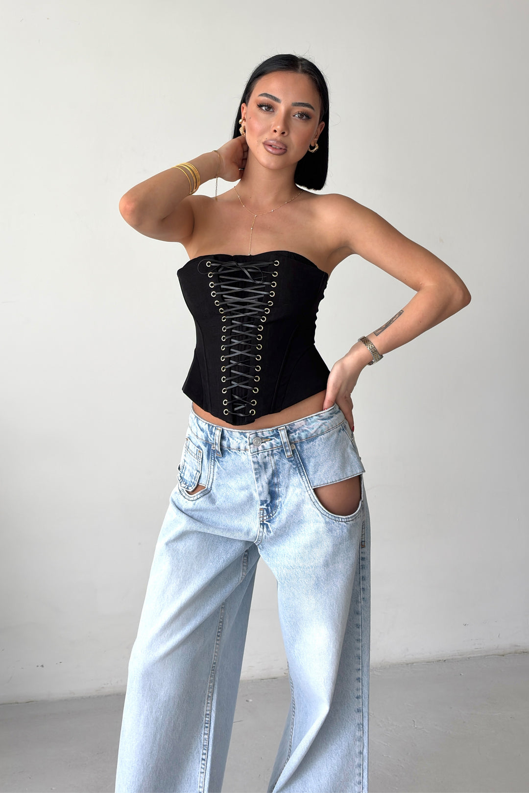 Routines Lace-up Corset Top - Black 2818