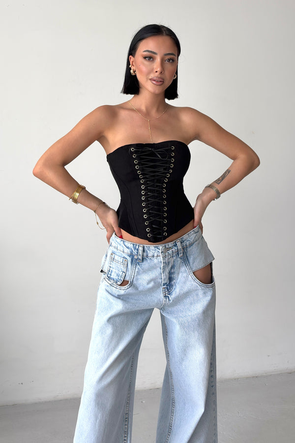 Routines Lace-up Corset Top - Black 2818