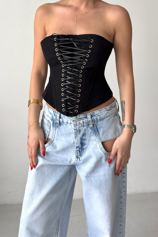 Routines Lace-up Corset Top - Black 2818