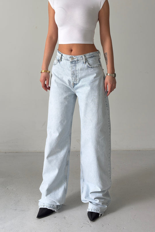Routines Lace-up Detail Baggy Jeans - Light Blue 3769 - ROUTINES