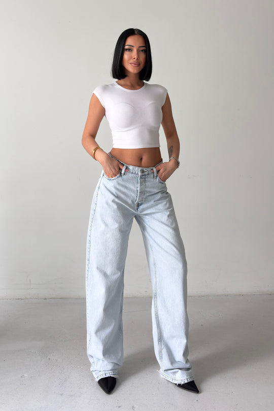 Routines Lace-up Detail Baggy Jeans - Light Blue 3769 - ROUTINES