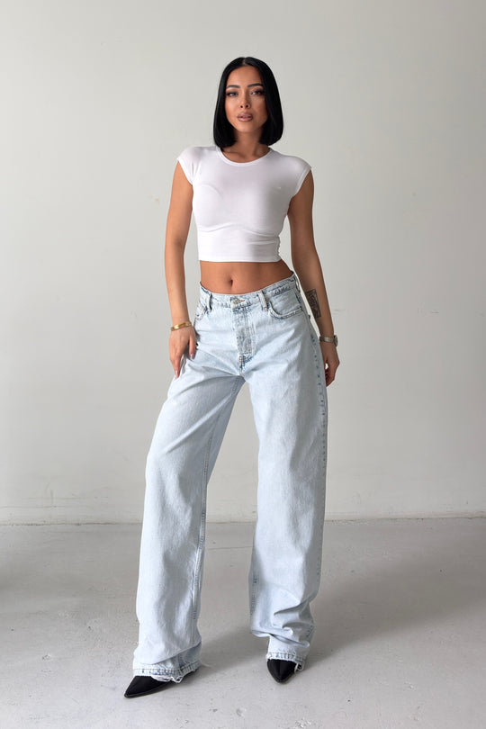 Routines Lace-up Detail Baggy Jeans - Light Blue 3769 - ROUTINES
