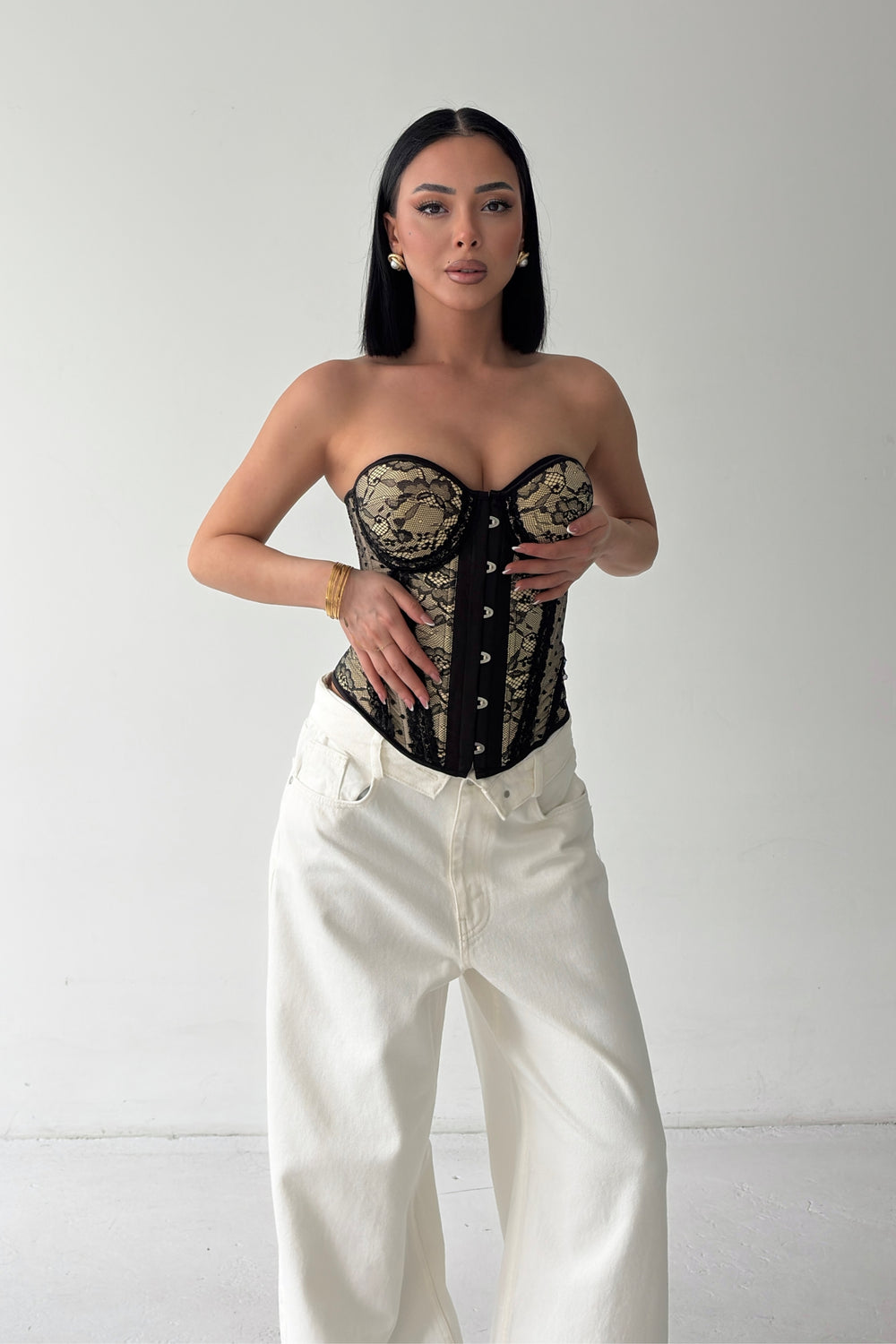 Routines Lace Corset Top - Black 4647 - ROUTINES