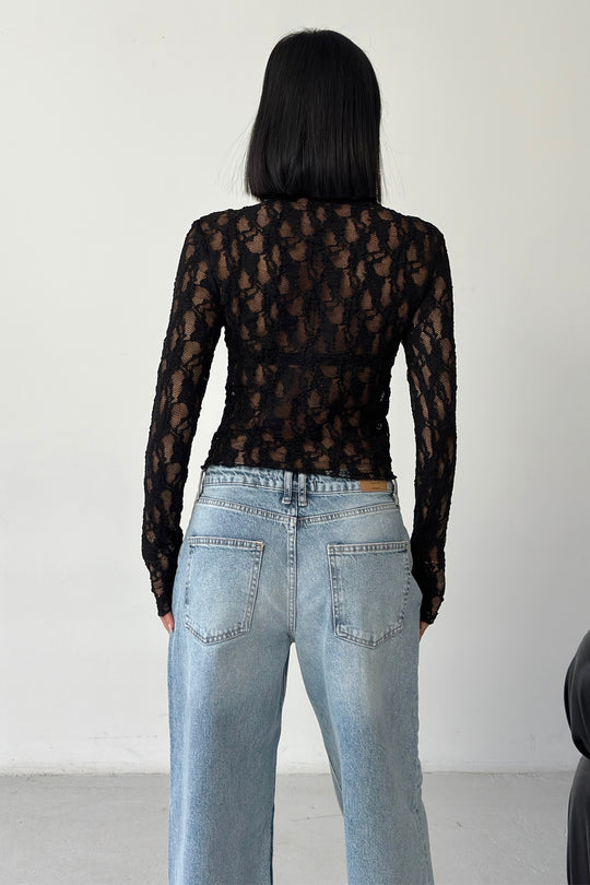 Routines Lace Longsleeve Top - Black 4642 - ROUTINES
