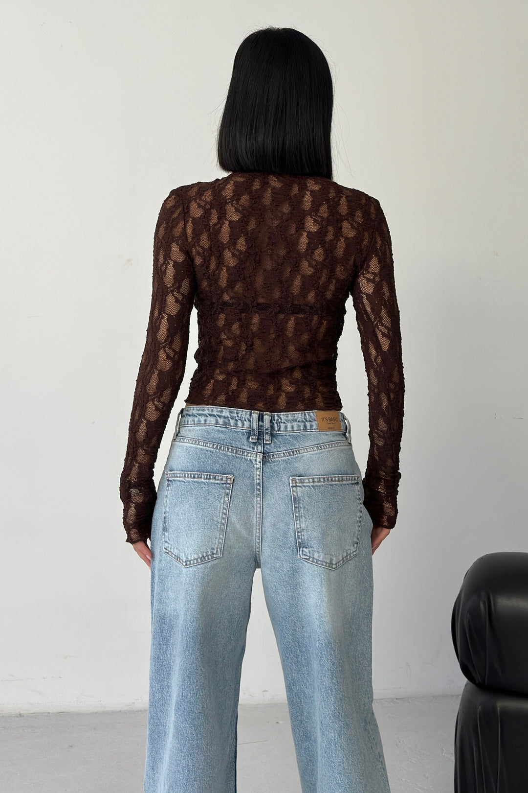Routines Lace Longsleeve Top - Brown 4640 - ROUTINES