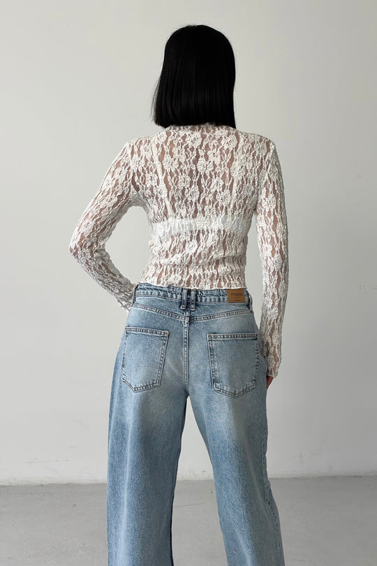 Routines Lace Longsleeve Top - White 4641 - ROUTINES