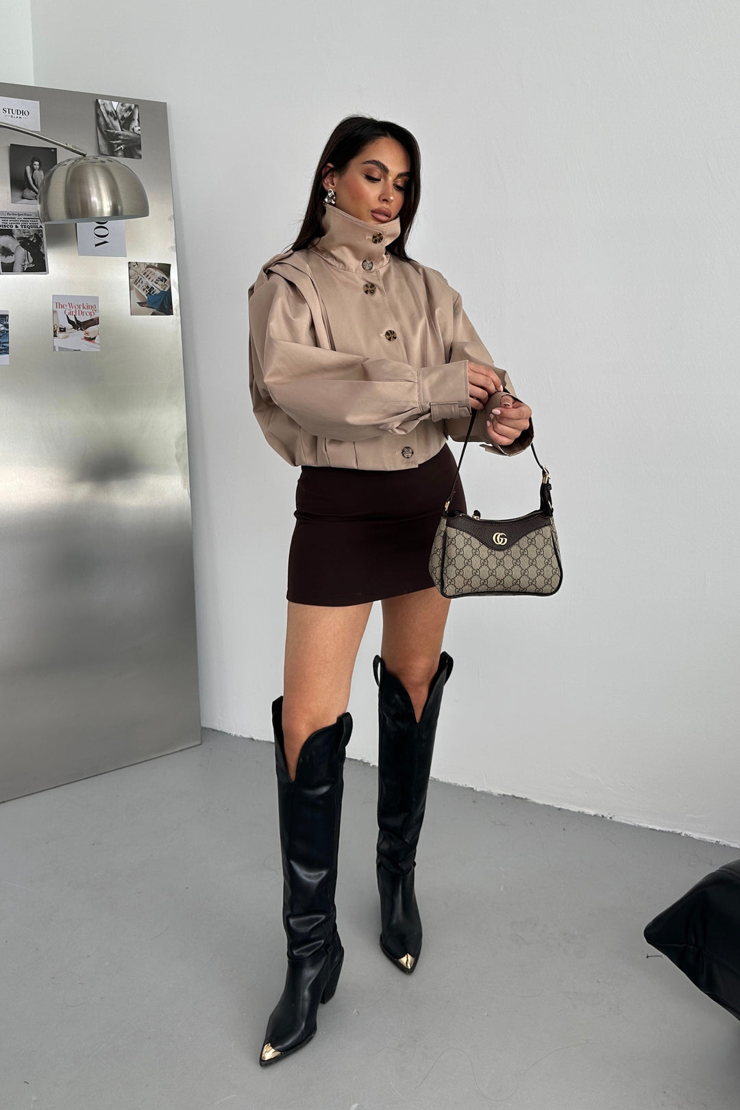 Routines Layer Trench Bomber Jacket - Beige 439 Jacket Routines Fashion