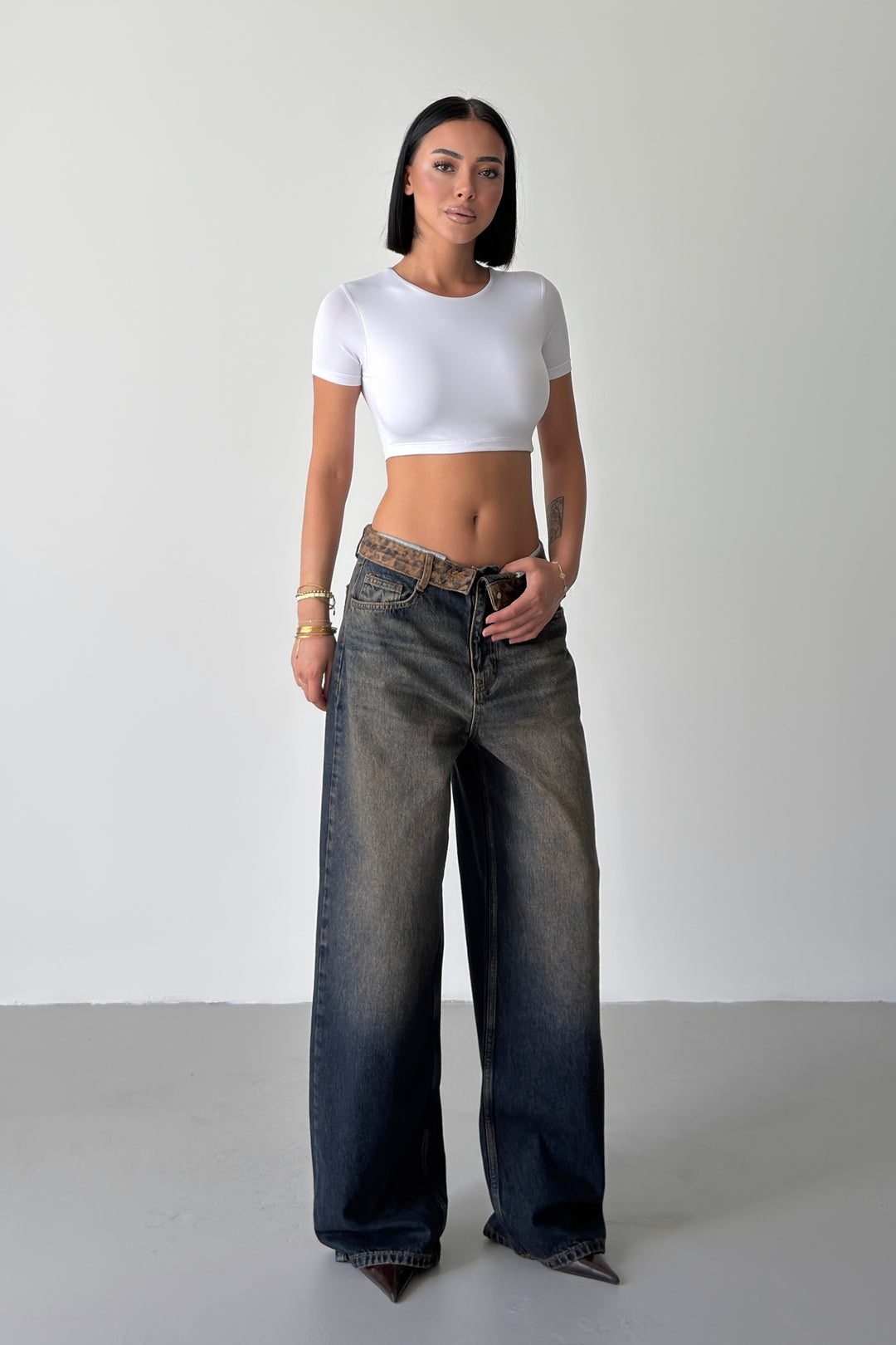 Routines Leopard Folded Waist Jeans - Vintage 5341 - ROUTINES