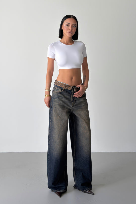 Routines Leopard Folded Waist Jeans - Vintage 5341 - ROUTINES