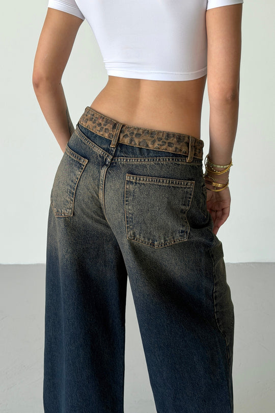Routines Leopard Folded Waist Jeans - Vintage 5341 - ROUTINES