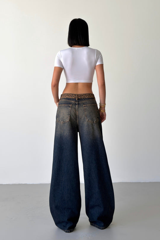Routines Leopard Folded Waist Jeans - Vintage 5341 - ROUTINES