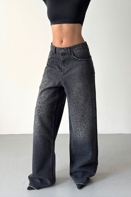 Routines Loose Washed Leopard Baggy Jeans 1751