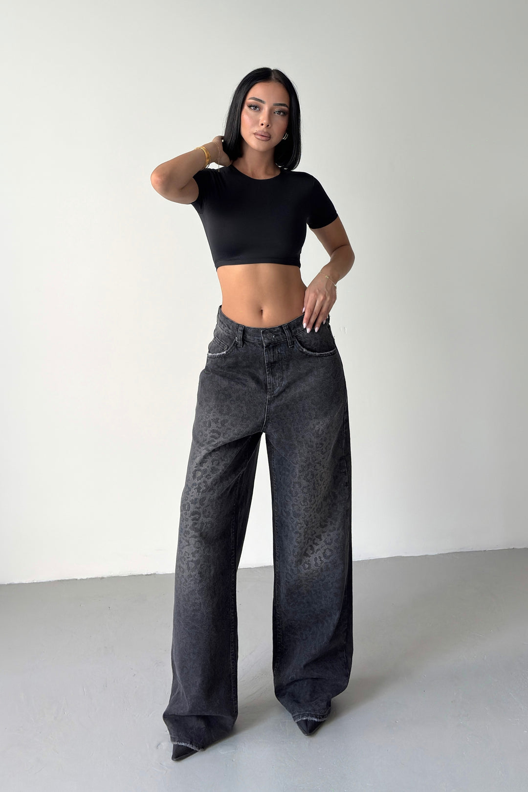 Routines Loose Washed Leopard Baggy Jeans 1751