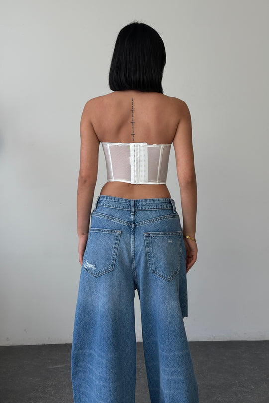 Routines Mesh Corset Top - White 1856 - ROUTINES