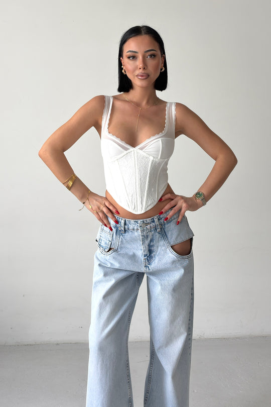 Routines Mesh Lace Corset Top - White 3071