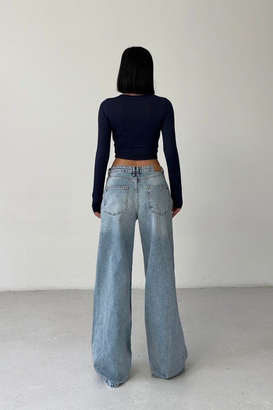 Routines Mid-waist Cross Straight Jeans 3731 - ROUTINES
