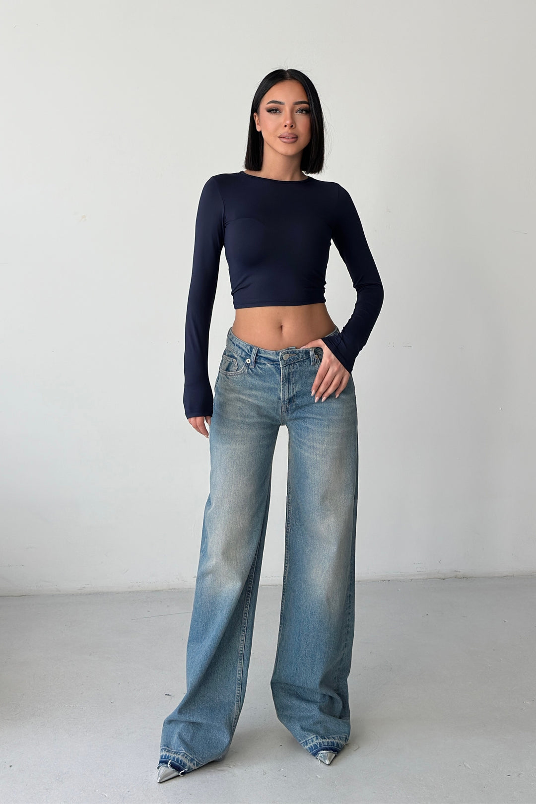 Routines Mid-waist Straight Jeans - Vintage Blue 3627 - ROUTINES