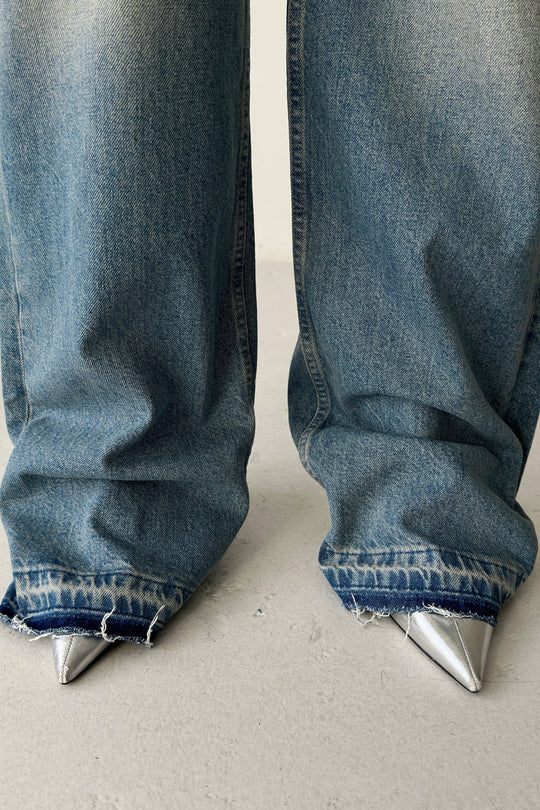 Routines Mid-waist Straight Jeans - Vintage Blue 3627 - ROUTINES