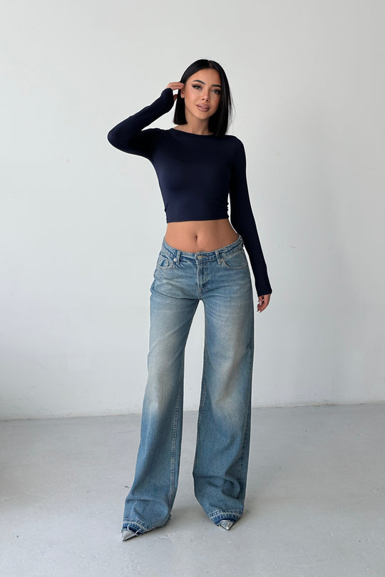 Routines Mid-waist Straight Jeans - Vintage Blue 3627 - ROUTINES