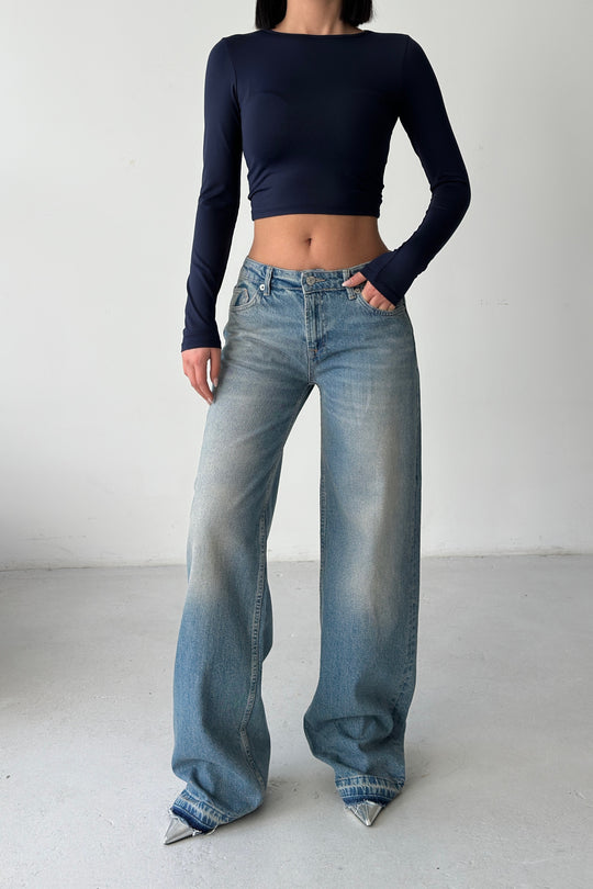 Routines Mid-waist Straight Jeans - Vintage Blue 3627 - ROUTINES