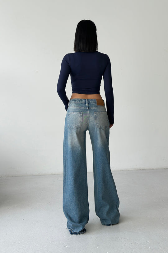 Routines Mid-waist Straight Jeans - Vintage Blue 3627 - ROUTINES