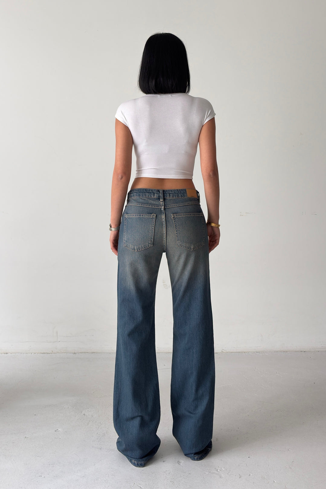 Routines Mid-waist Stretch Flared Jeans - Vintage Blue 4370 - ROUTINES