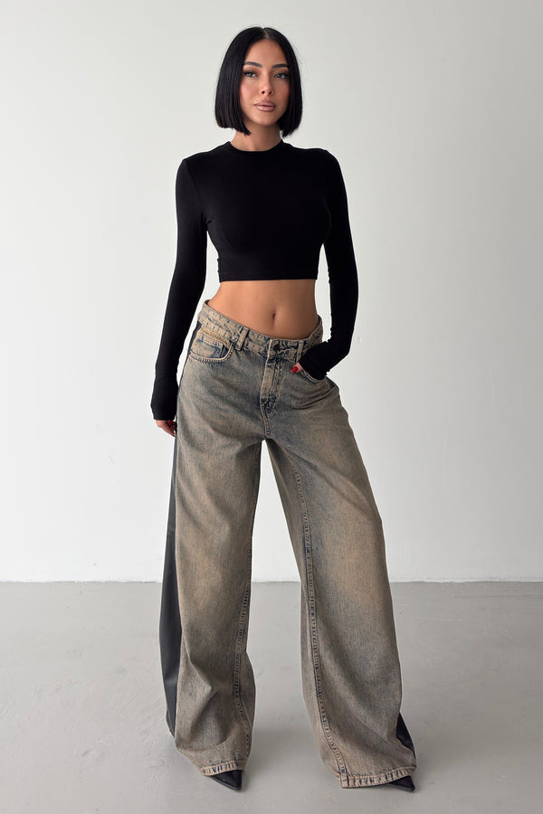 Routines Mixed Faux Leather Vintage Jeans 5571 - ROUTINES