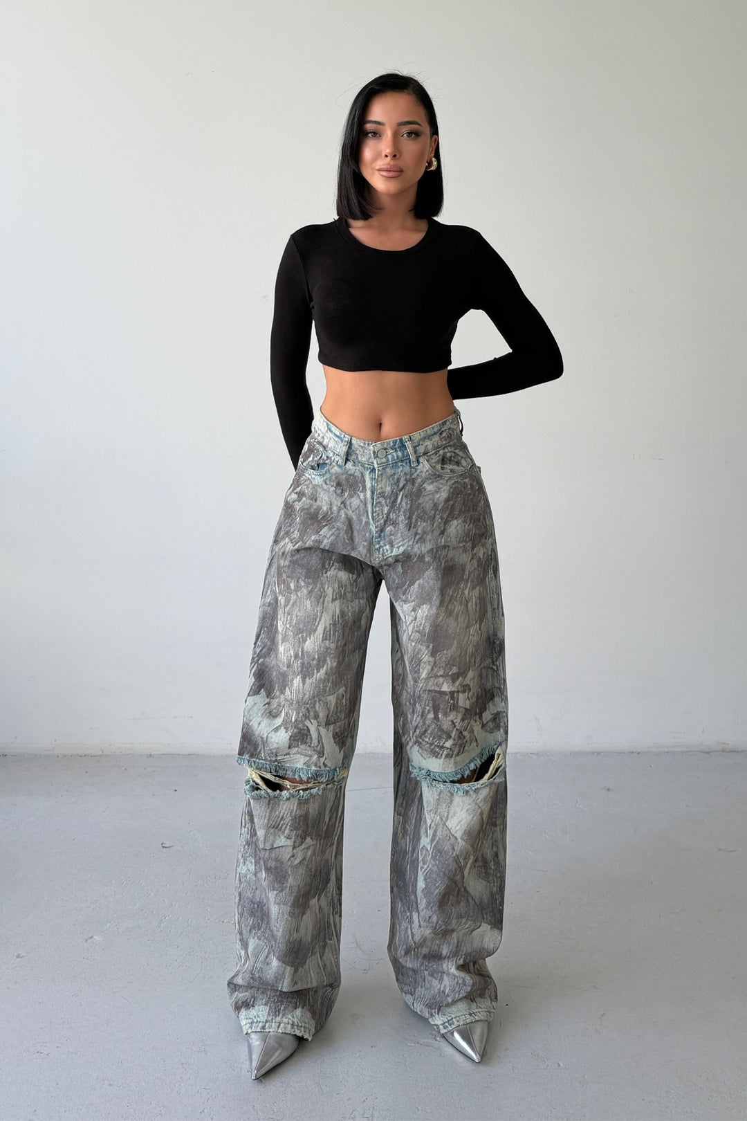 Routines Mud Painted Baggy Jeans 160678