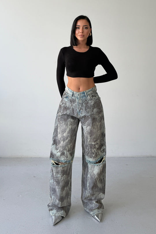 Routines Mud Painted Baggy Jeans 160678