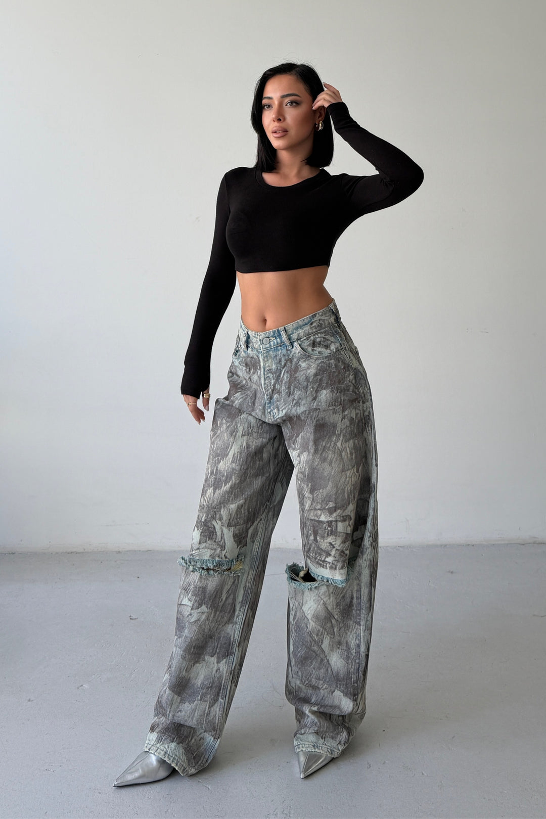 Routines Mud Painted Baggy Jeans 160678