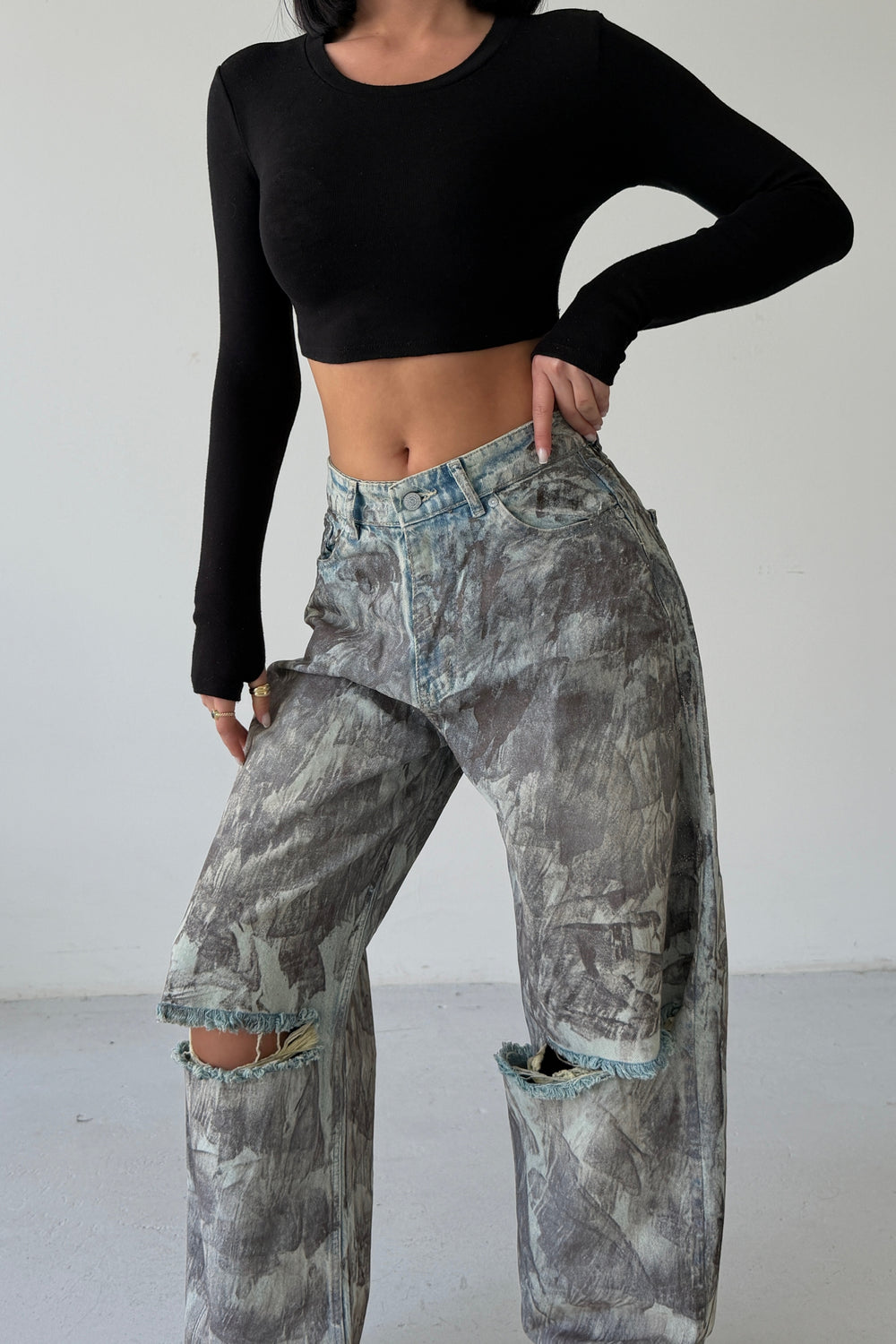 Routines Mud Painted Baggy Jeans 160678