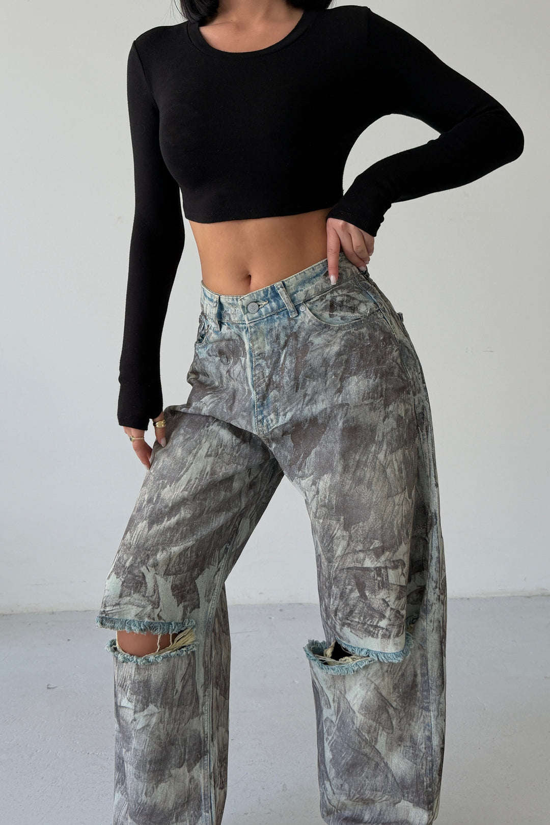 Routines Mud Painted Baggy Jeans 160678