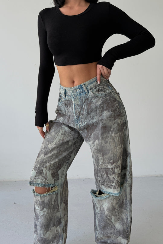 Routines Mud Painted Baggy Jeans 160678