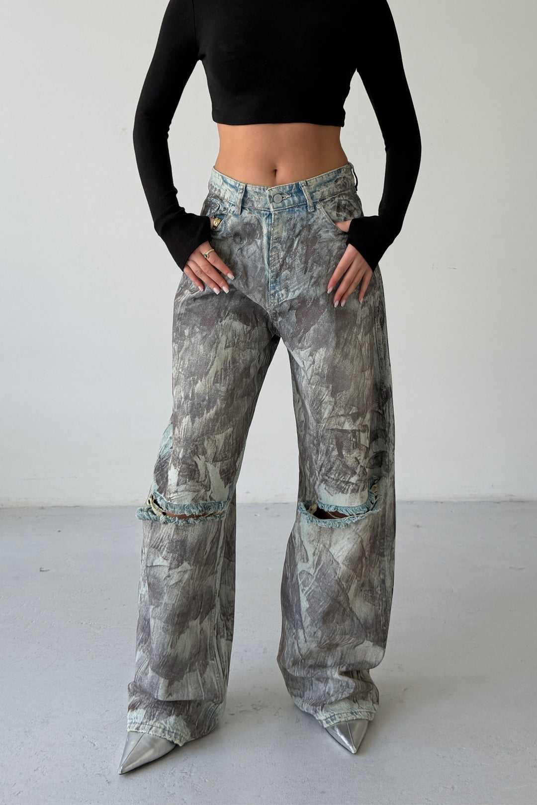 Routines Mud Painted Baggy Jeans 160678