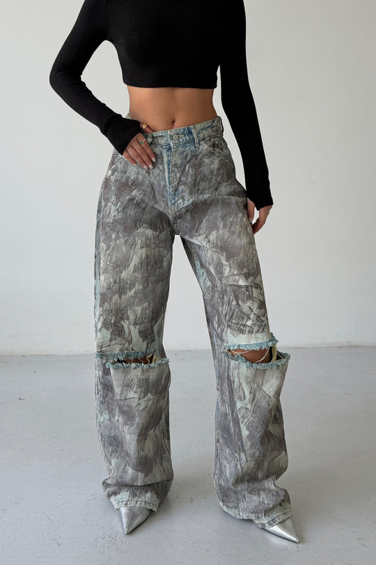 Routines Mud Painted Baggy Jeans 160678